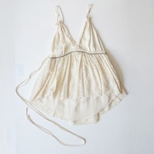 3.1 Phillip Lim Silk Ivory Lace Pleated Ruffle Top
